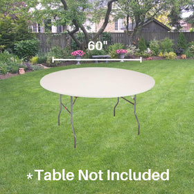 Kwik-Covers white finish on a clean round table for crisp presentation.