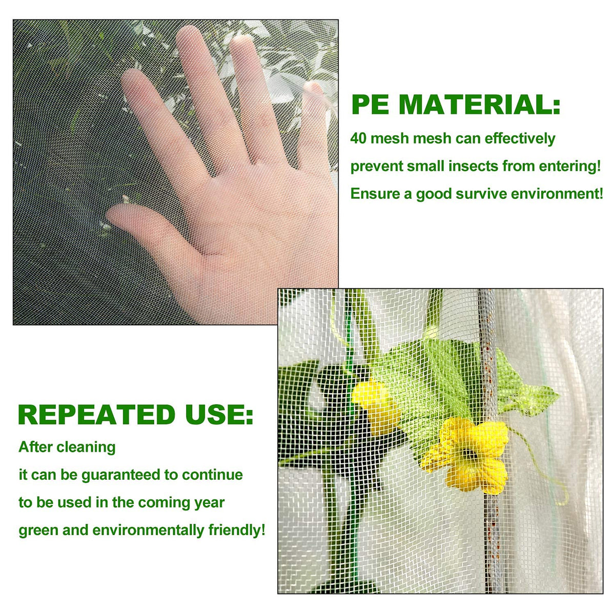 KXCOFTXI netting provides sun and frost protection for seasonal crops