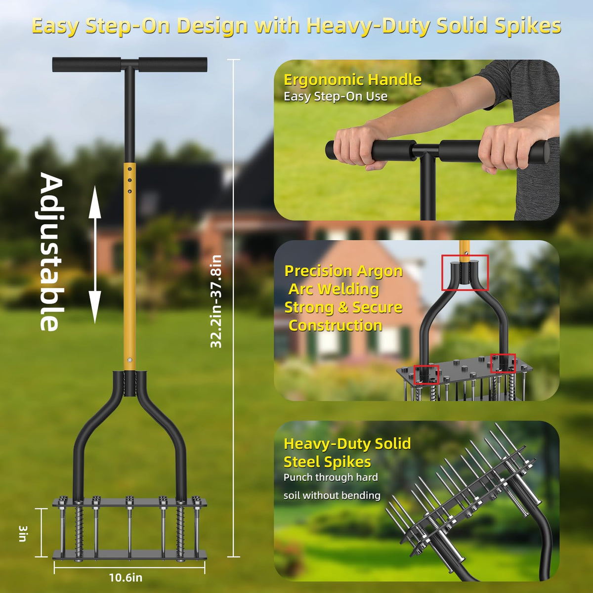 KXGBARN 15-spike design penetrates compact soil to improve airflow.
