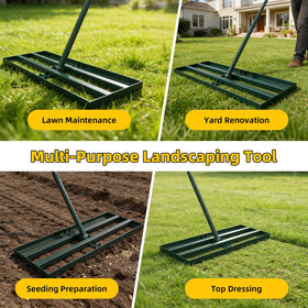 KXGBARN 70-inch adjustable handle reduces back strain during lawn leveling.