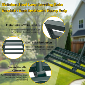 KXGBARN lawn leveling rake ideal for top dressing and soil spreading.
