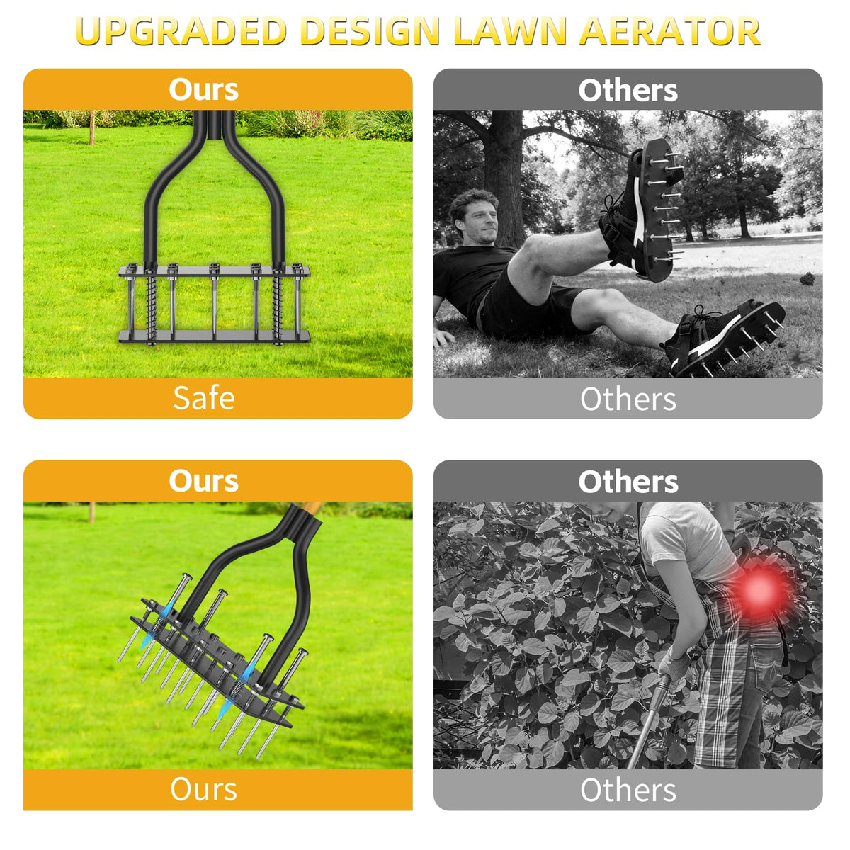 KXGBARN self-cleaning spikes shed mud as you lift from ground.