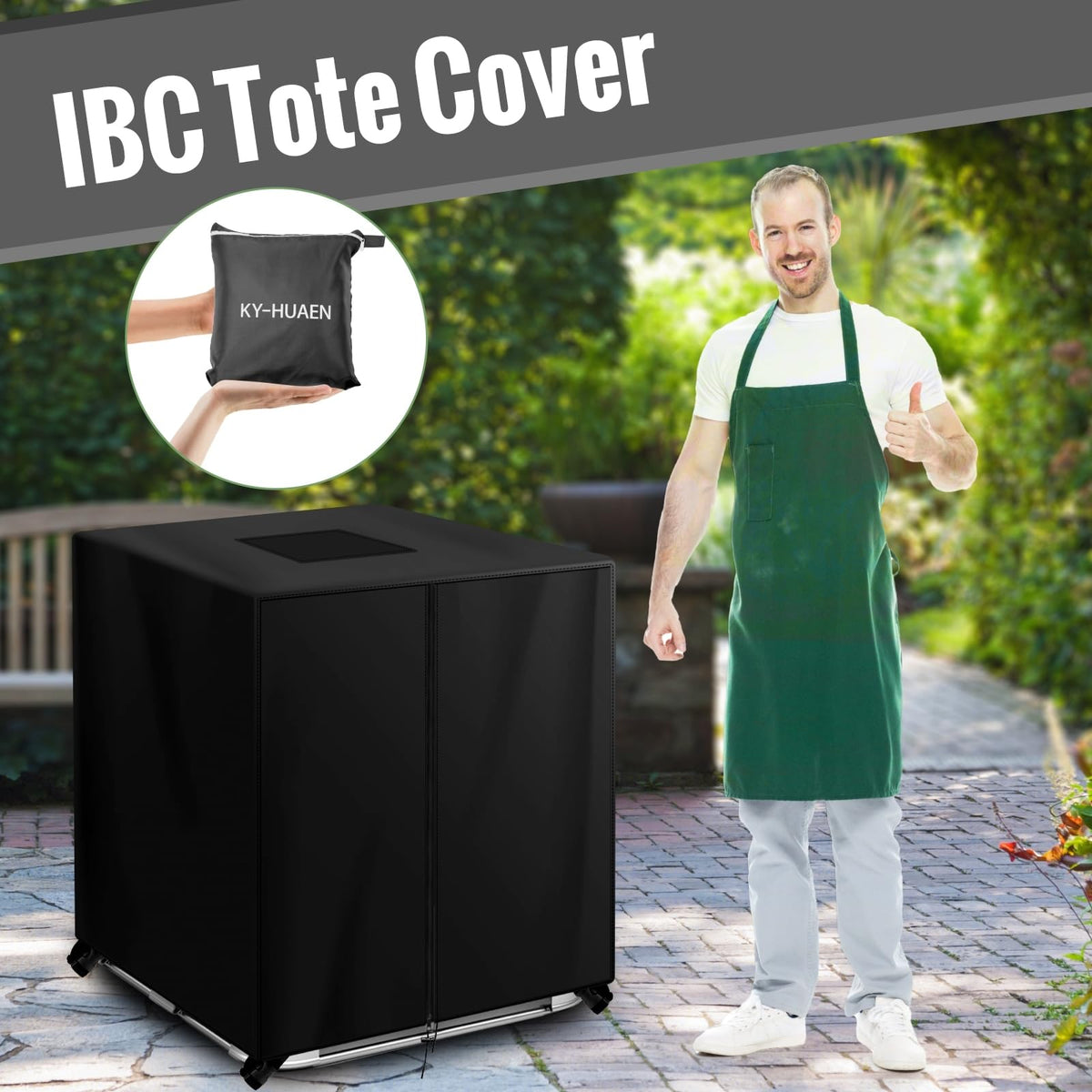 KY-HUAEN IBC Tote Cover includes storage bag for convenient packing when not in use.