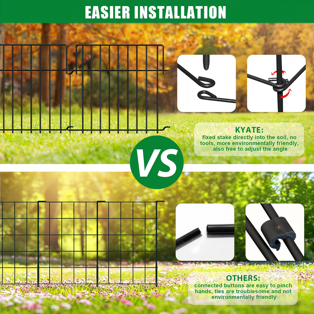 KYATE versatile fence for garden borders, patios, and yards