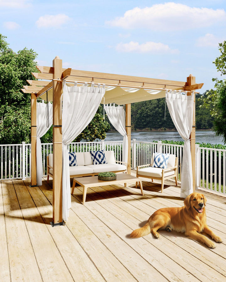KYBOLT 10x10 ft pergola with retractable canopy for shaded outdoor lounging