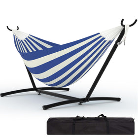 KYBOLT double hammock stand photographed outdoors, ready for lounging and sunshine.