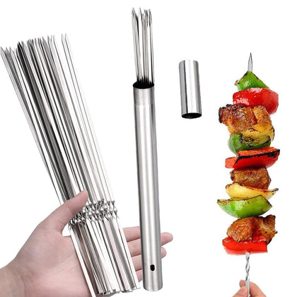 KYHYFJMD flat skewers 13.7 inch for stable grilling and even sear