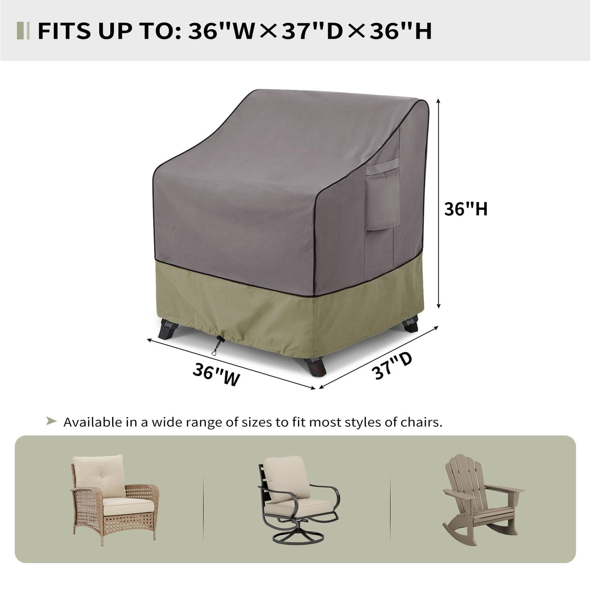 KylinLucky heavy-duty chair cover close-up shows rugged 600D Oxford fabric.