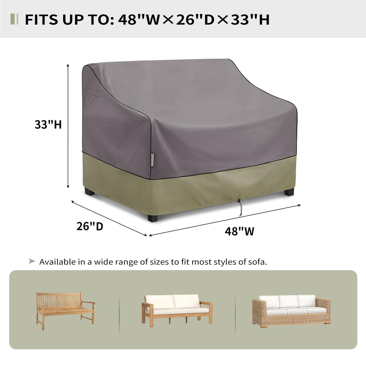 KylinLucky outdoor sofa cover in grey guards against rain and dust