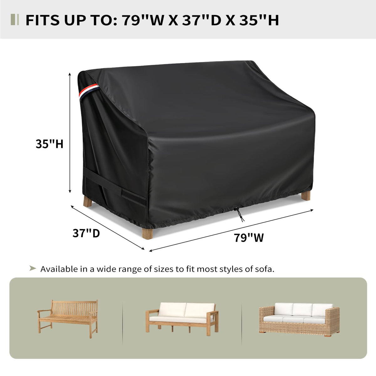 KylinLucky waterproof outdoor couch cover with UV resistance shields from rain and sun.