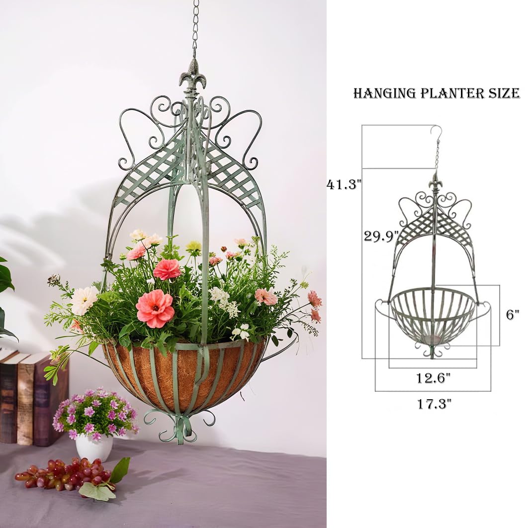 Kynthyre rustic wrought-iron planter-detail highlights durable construction and intricate country-style ironwork.