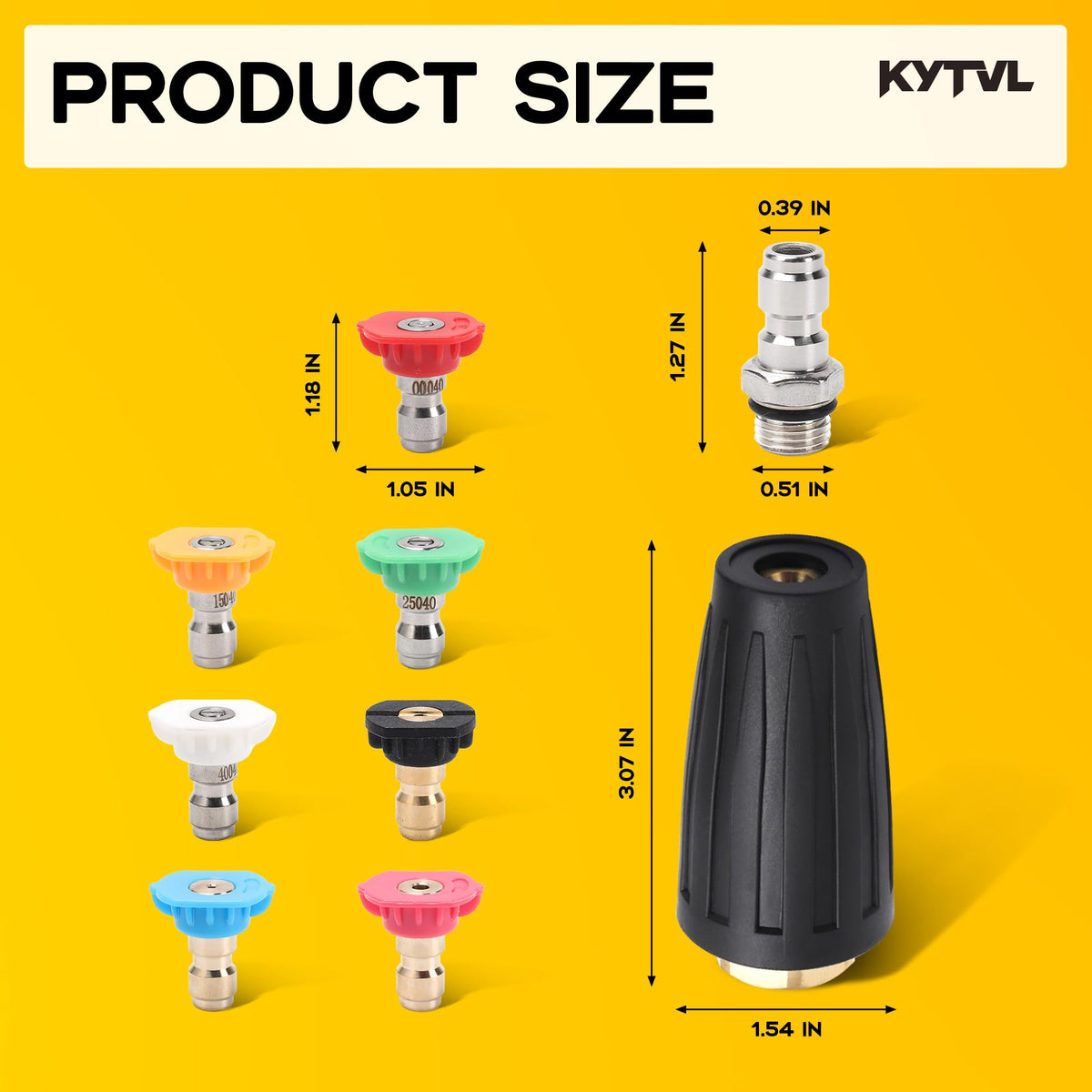 Kytvl brass and stainless construction resists wear under high-pressure cleaning