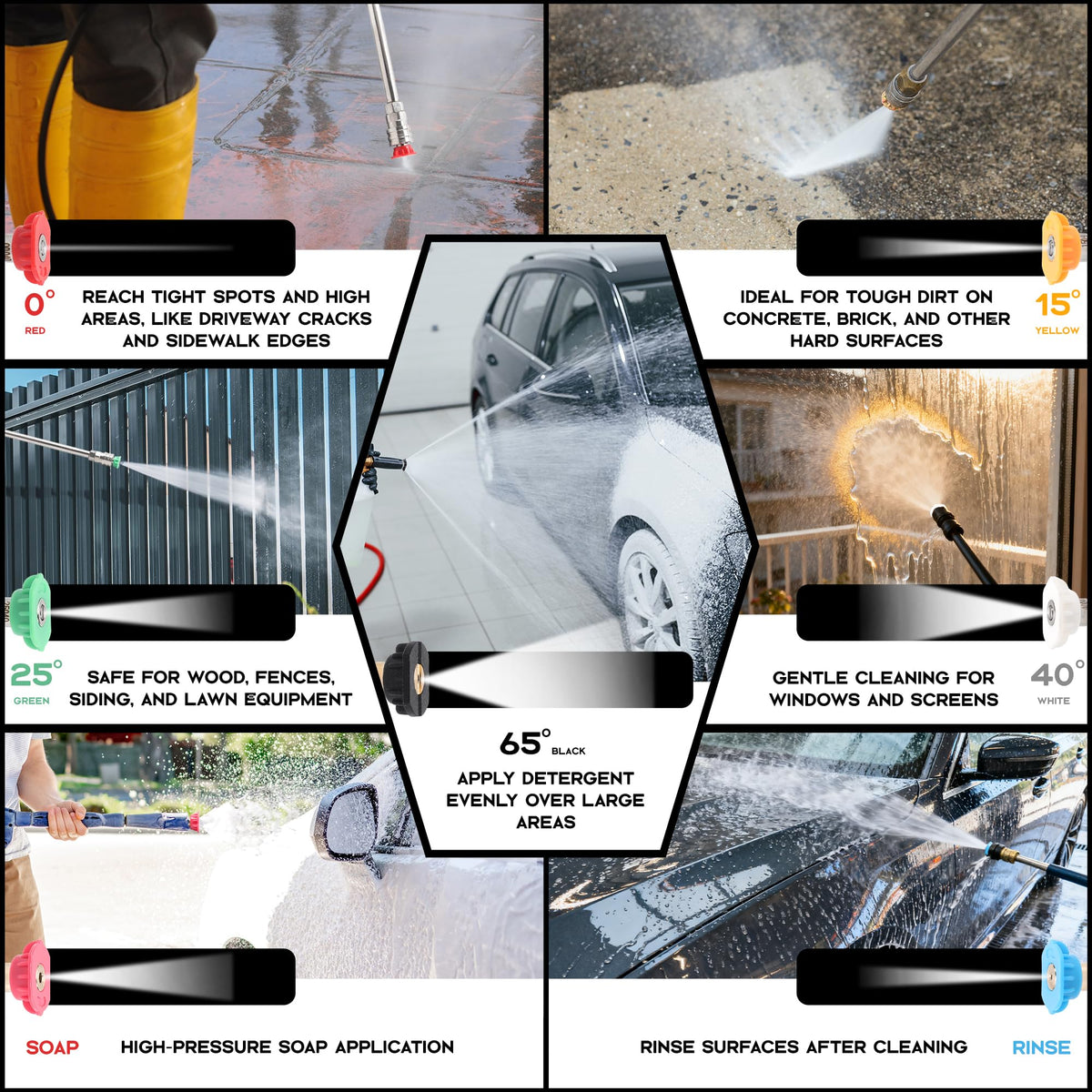 Kytvl multi-purpose cleaning kit handles concrete and gentle vehicle rinsing