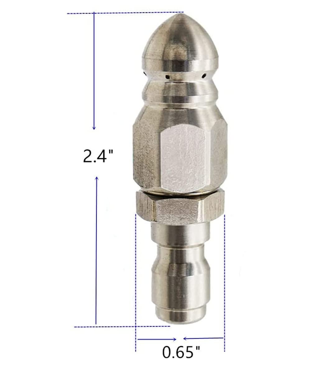 KZPA sewer jet nozzle with side holes at 30-degree spray for debris clearing.