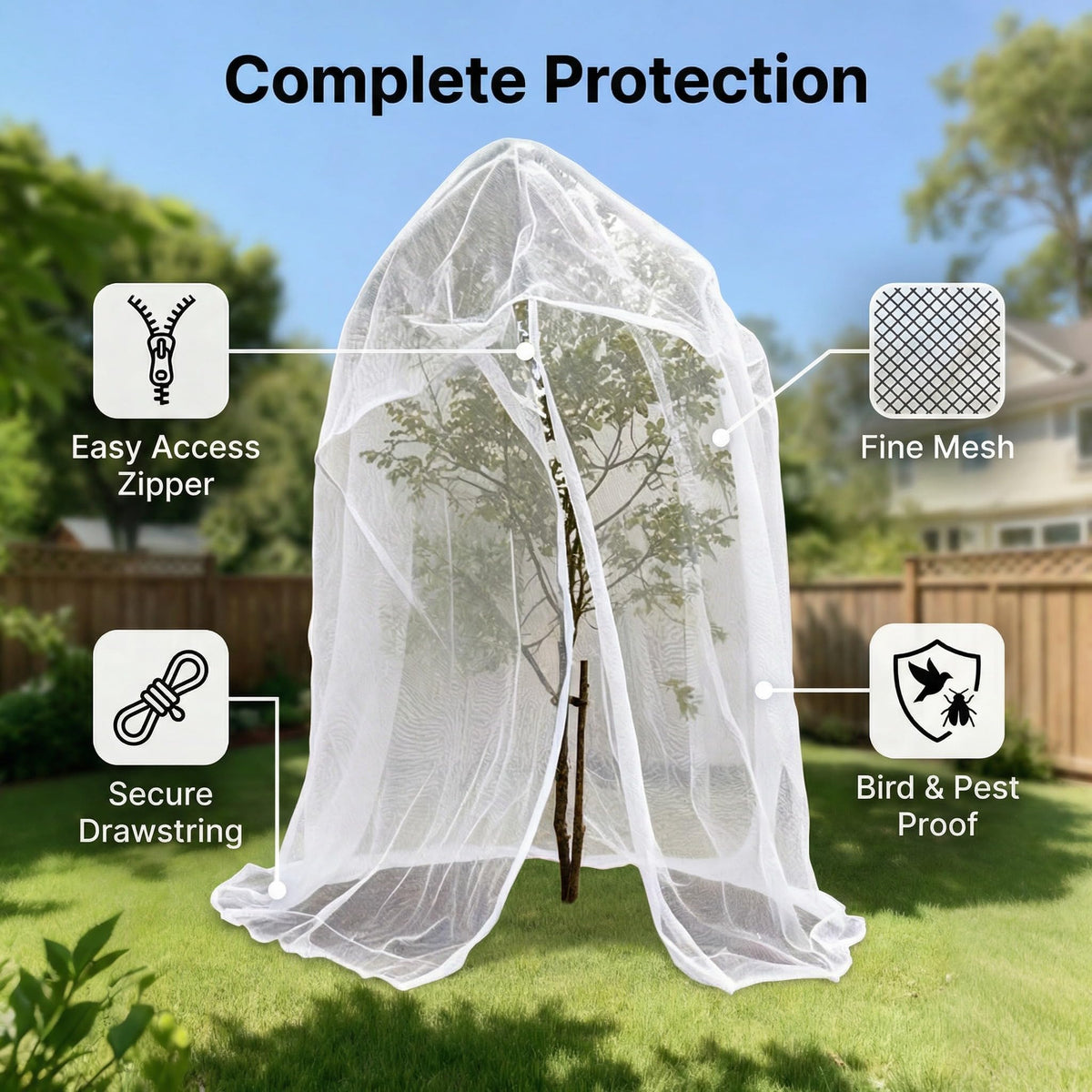 LHongL weatherproof garden mesh shown on a tree, UV resistant and durable