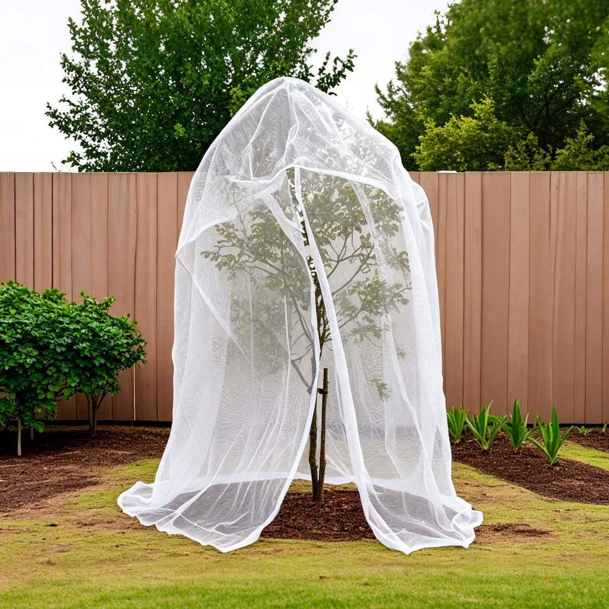 LHongL tree netting cover with zipper protects fruit from birds on a sunny orchard