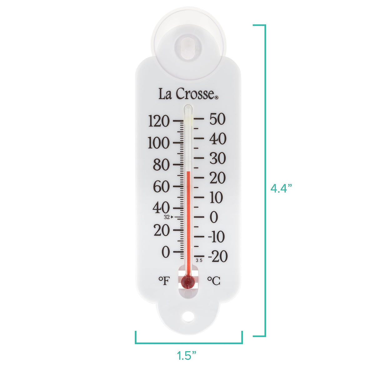 La Crosse 204-111 with suction cup mount for flexible placement.
