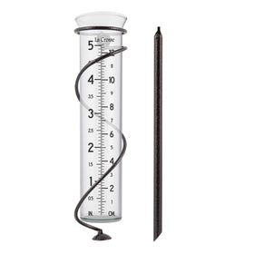La Crosse spiral rain gauge glass tube for accurate outdoor rainfall measurement.