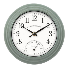 La Crosse Clock 433-3020 8-inch sage-green dial with clear indoor visibility.