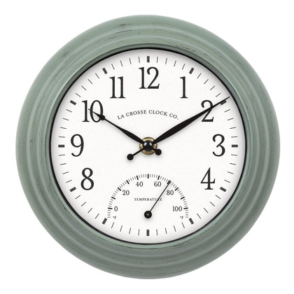 La Crosse Clock 433-3020 8-inch sage-green dial with clear indoor visibility.