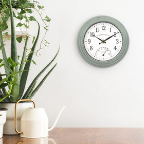 La Crosse Clock 433-3020 distressed sage frame fits rustic spaces.