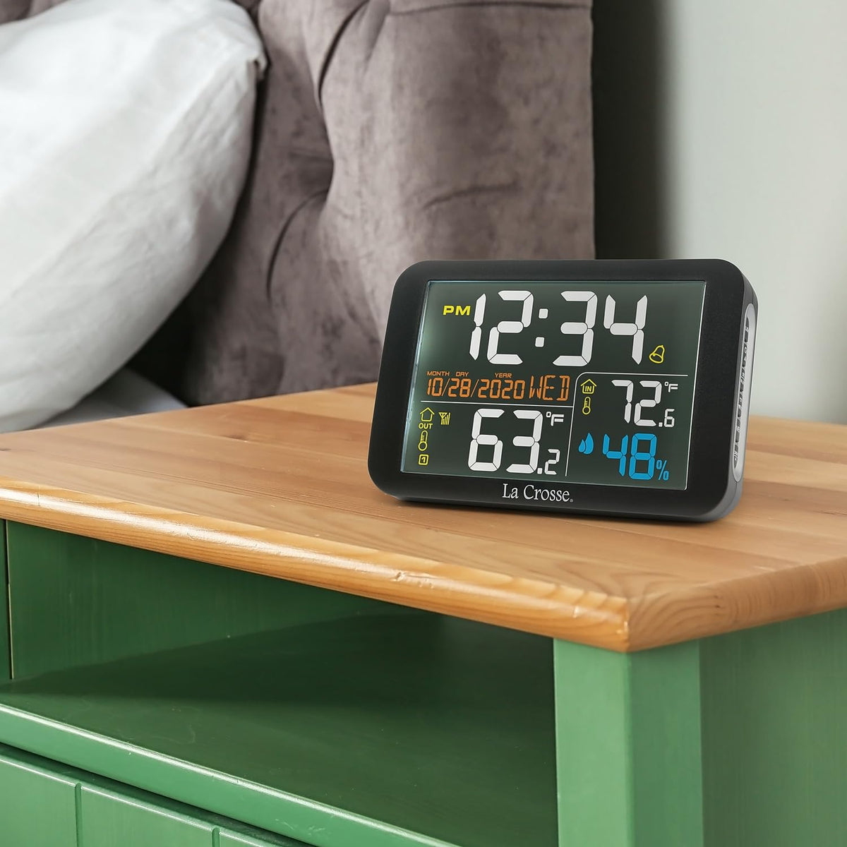 La Crosse Technology Color Weather Station USB charging port enables portable use.