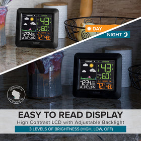 La Crosse L78571 adjustable backlight control for energy-efficient viewing