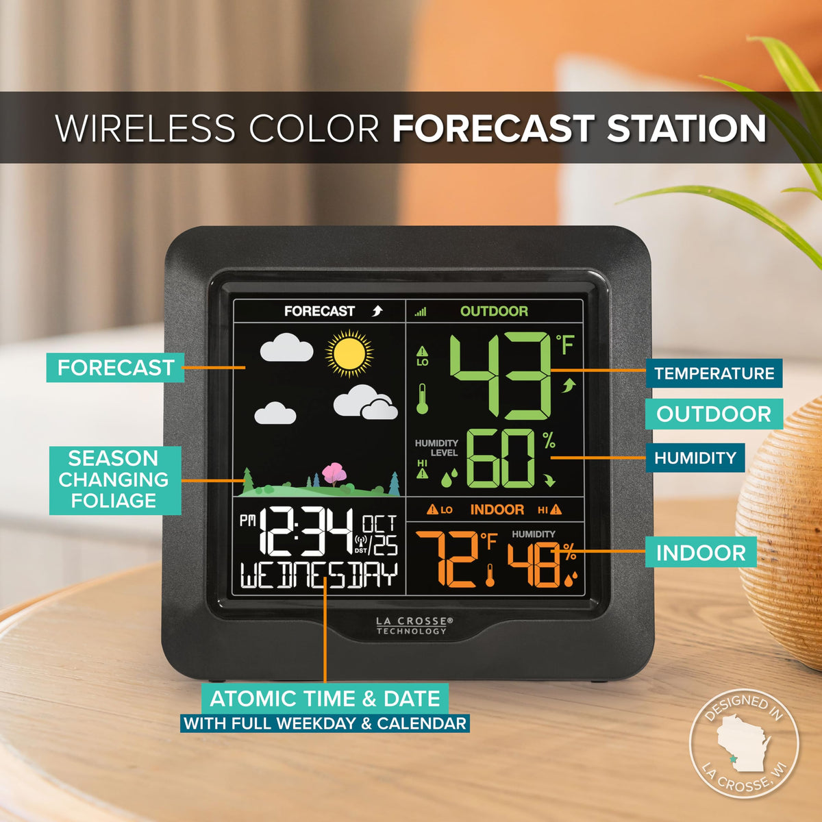 La Crosse L78571 customizable alerts and backlight for easy reminders