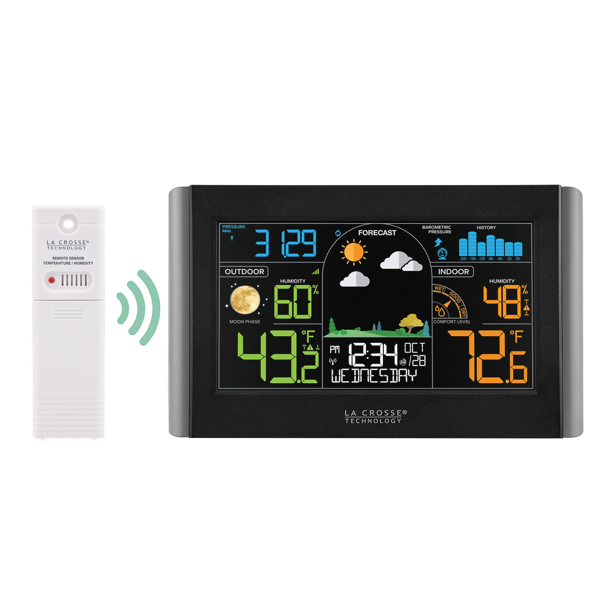 La Crosse S77925-INT color forecast shown on the display to aid daily planning.