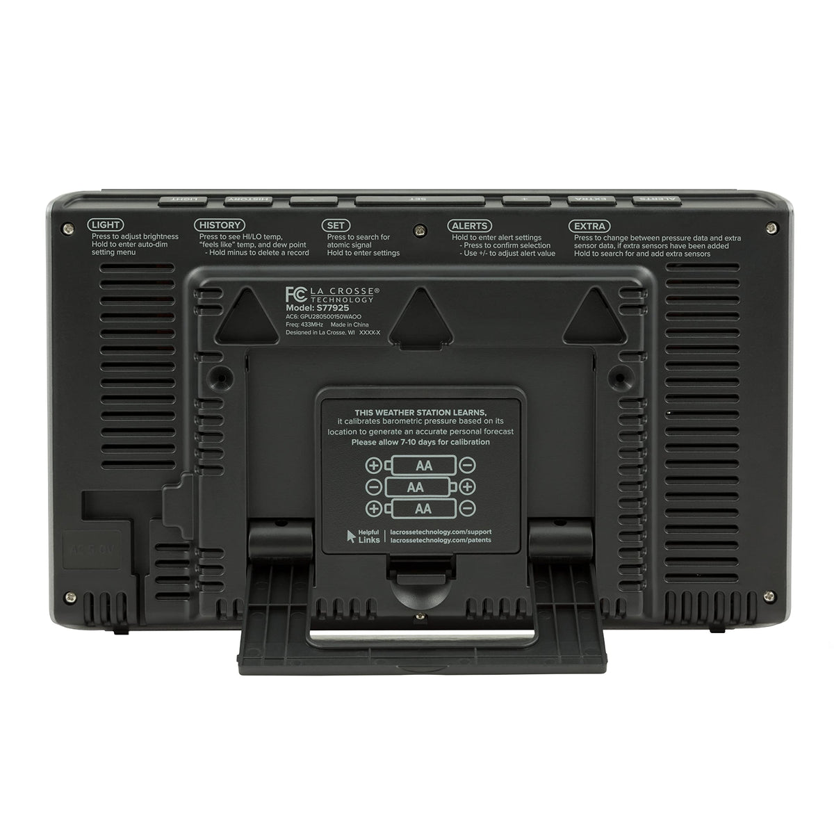 La Crosse S77925-INT lunar phase display for timing outdoor tasks and events.