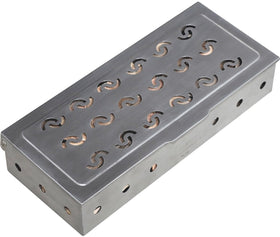 La Cuisine Smoker Box on a grill; thick stainless steel for durability.