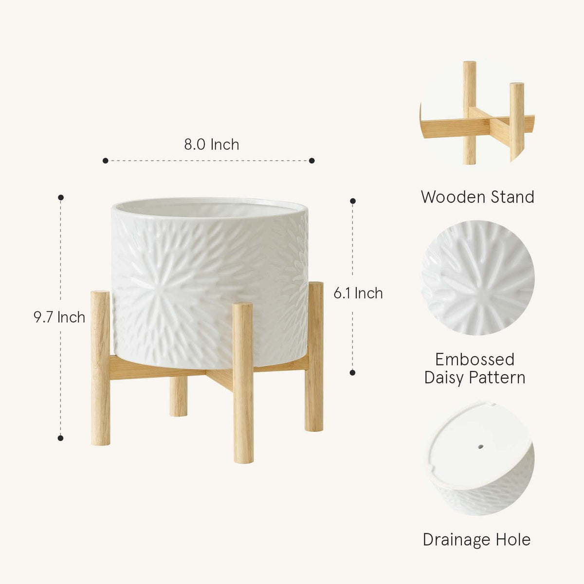 LA JOLIE MUSE ceramic planter with glossy glaze brightens living spaces.