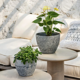 LA JOLIE MUSE flower pot 7.5-inch indoor marble grey for stylish indoor greenery