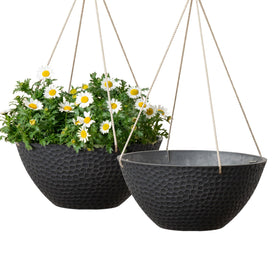 LA JOLIE MUSE honeycomb hanging planter set enhances patio greenery with a contemporary finish