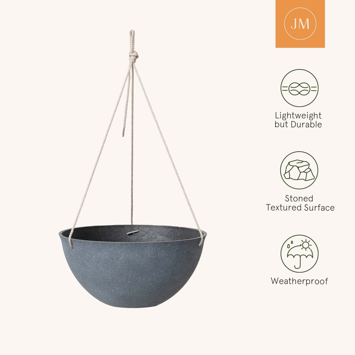 Each planter features a thick wall and concrete texture for durable outdoor use.
