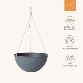 Each planter features a thick wall and concrete texture for durable outdoor use.