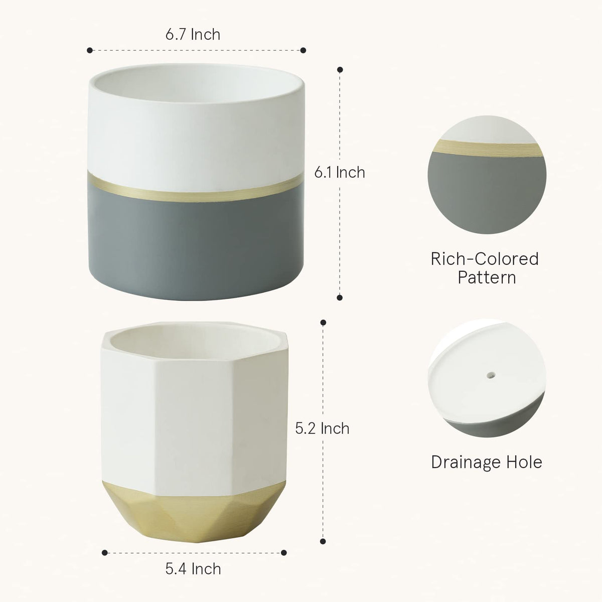 LA JOLIE MUSE gold small ceramic flower pot adds elegant accent to shelves