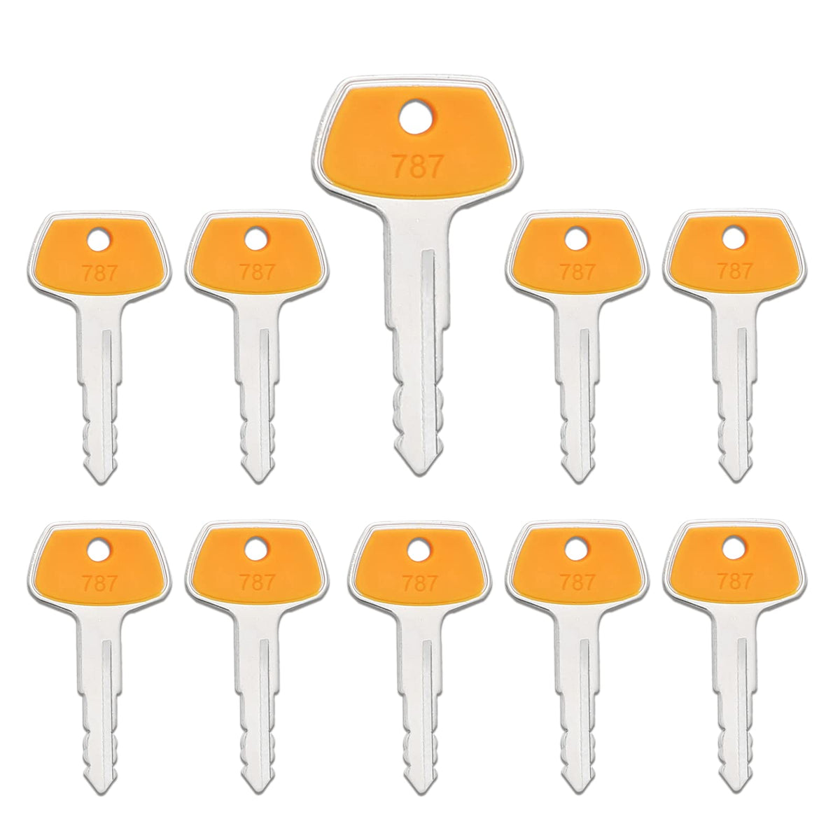 La Macaza 787 Komatsu keys pack on ring, organized for fleet maintenance.