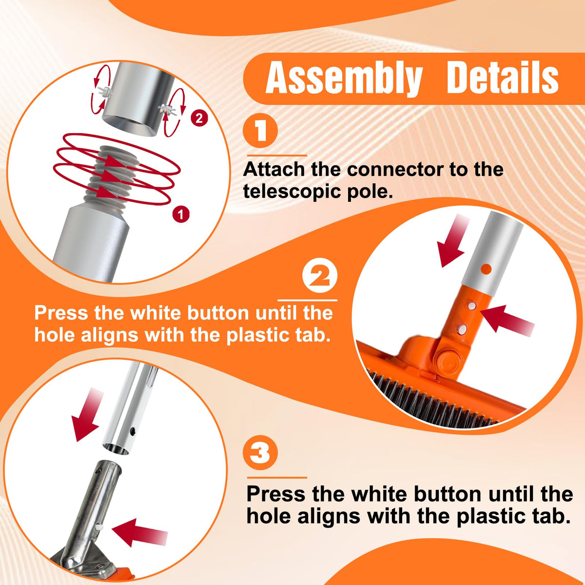 LAANPOLE 16ft telescoping pole extends reach for high ceilings and deep sections.