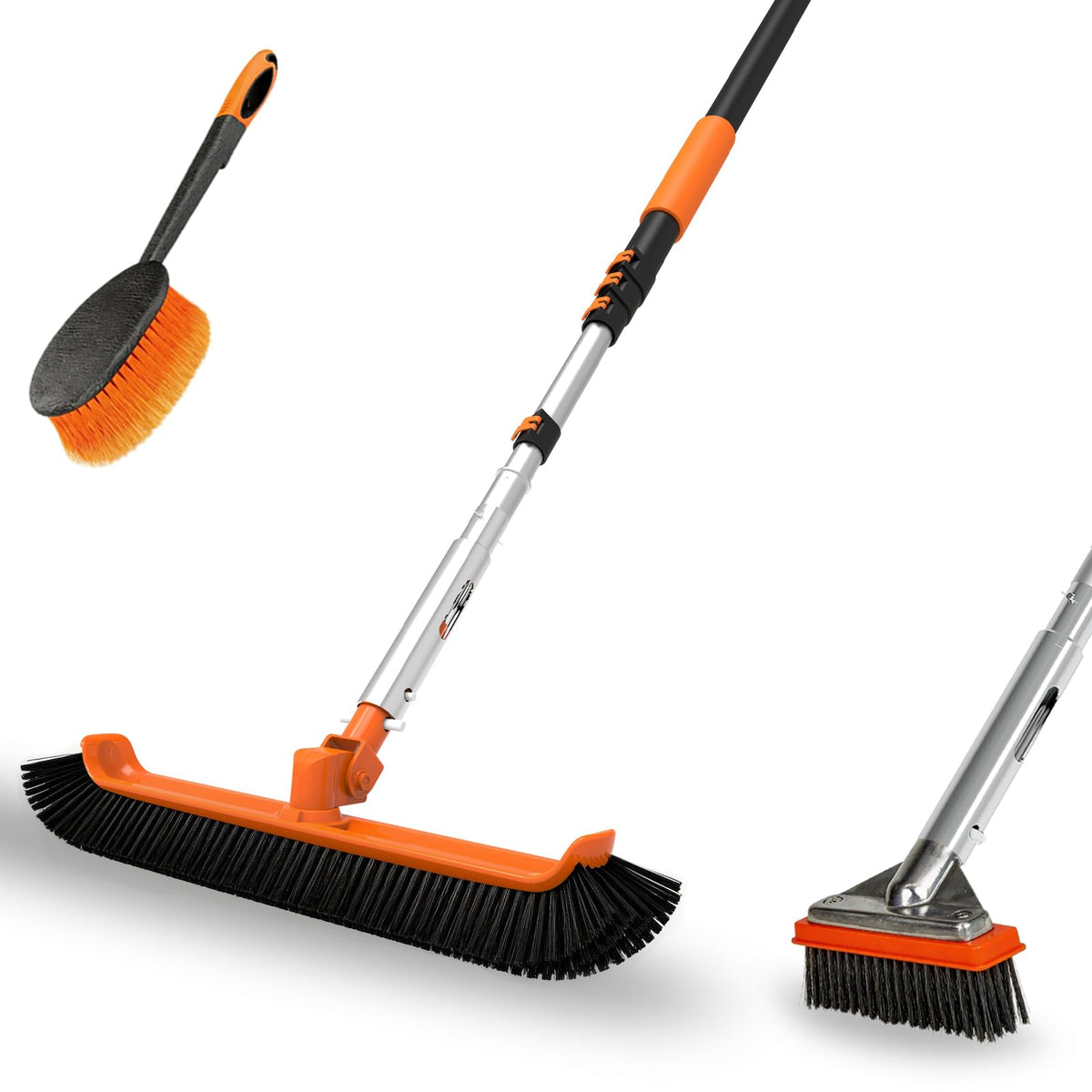 LAANPOLE 18-inch head 4-in-1 pool brush boosts wall-to-floor cleaning reach.