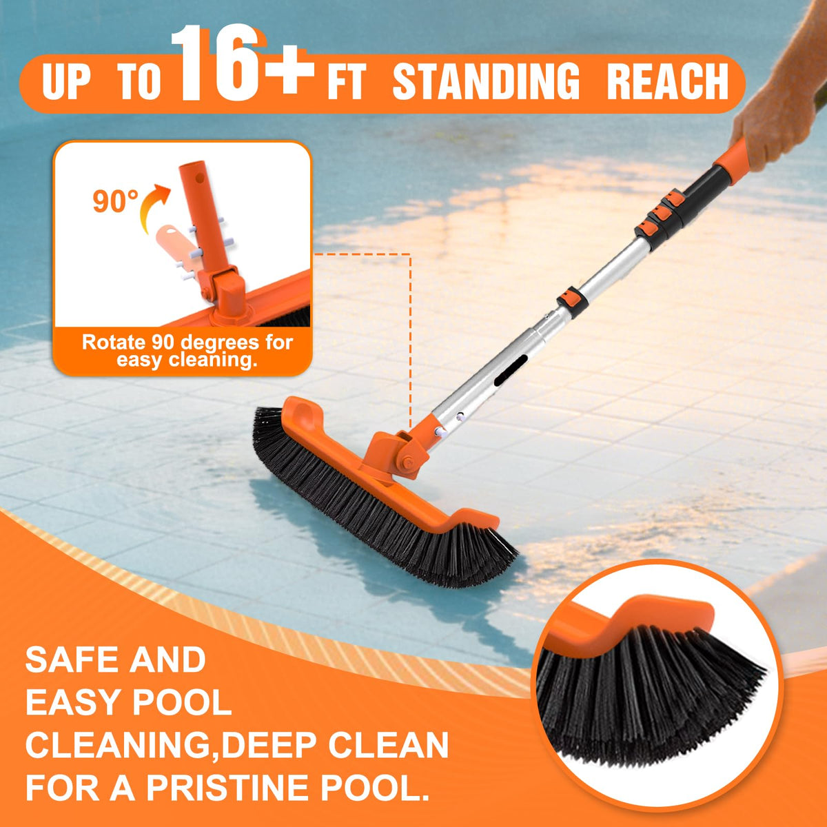 LAANPOLE durable bristles resist wear for long-lasting pool maintenance.