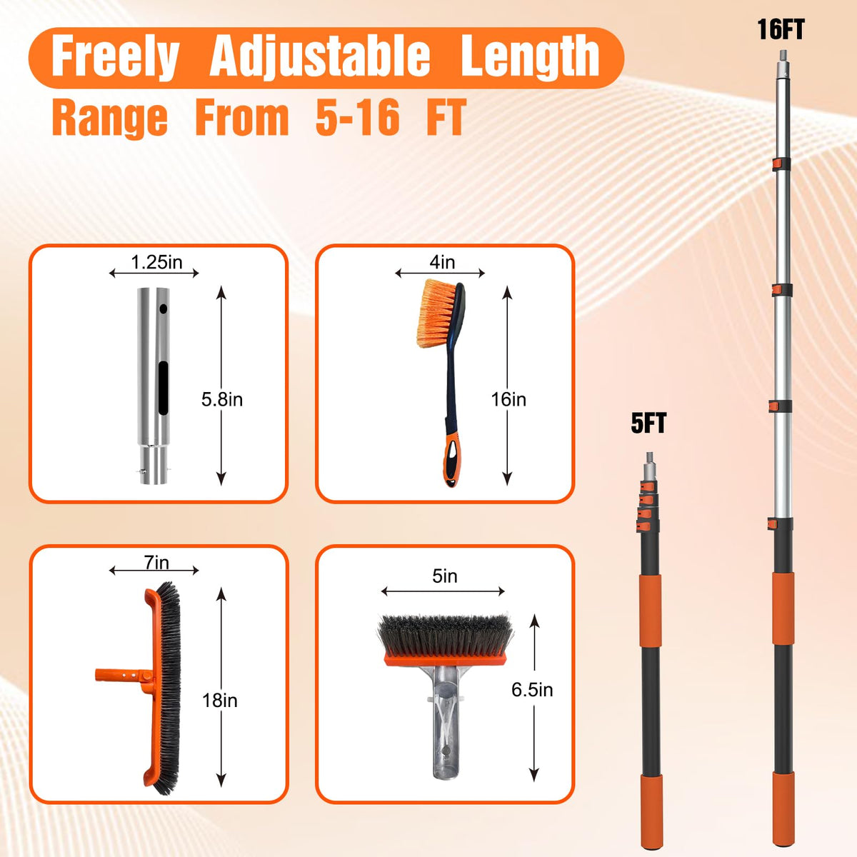 LAANPOLE rotatable brush head adapts angle for hard-to-reach corners.