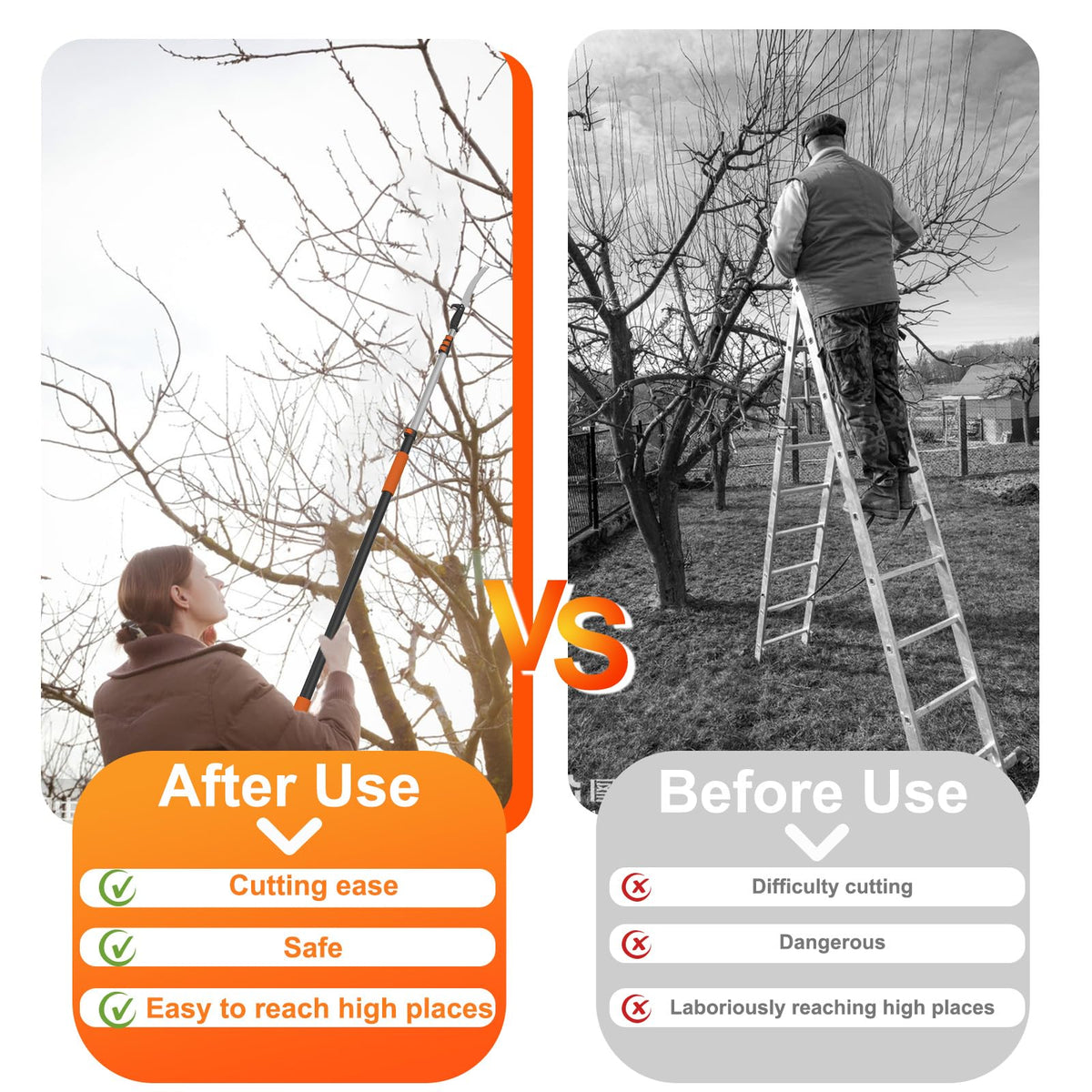 LAANPOLE safety lock joint ensures stable operation during pruning.