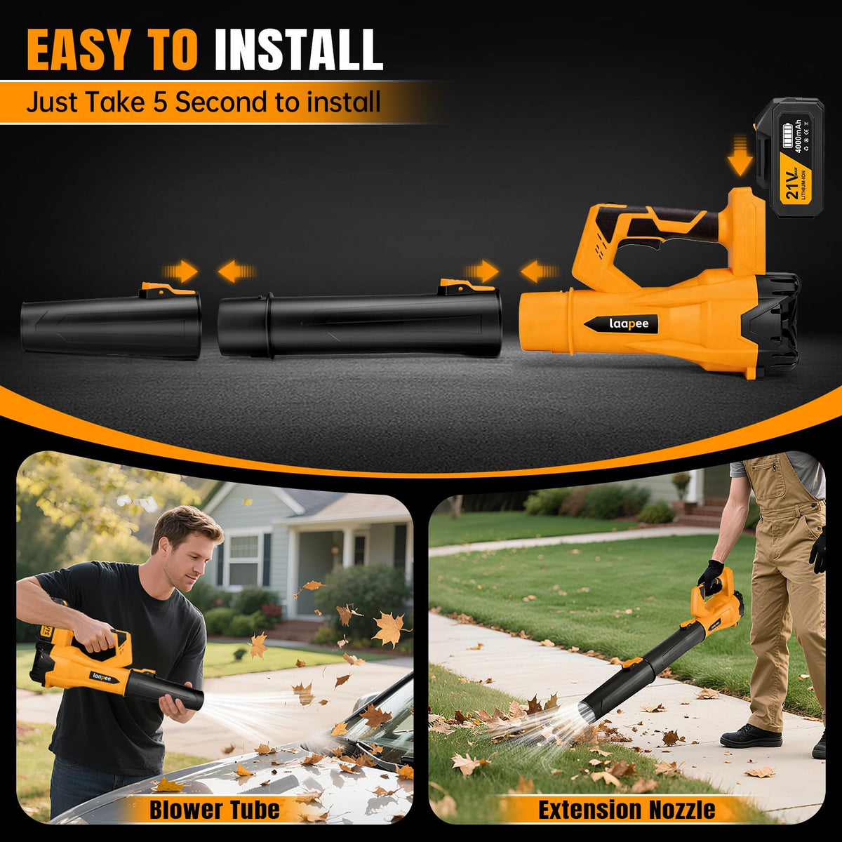 Laapee leaf blower cordless design suited for diverse outdoor tasks.
