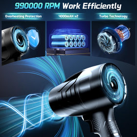 Laapee high-speed-turbo motor powers quick debris clearance.