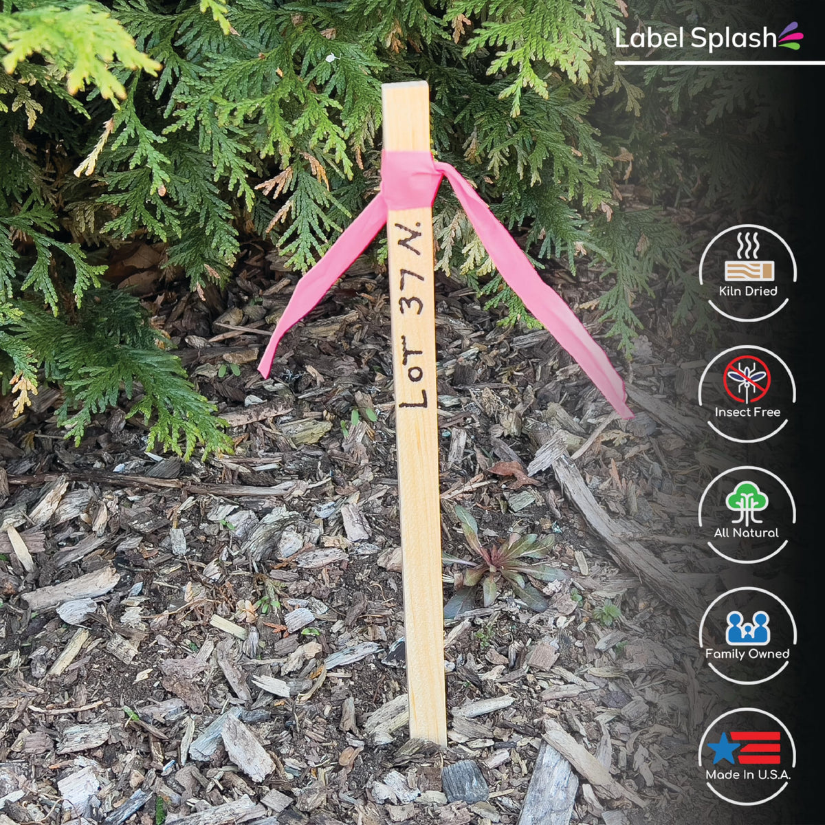 Label Splash stake used to outline foundation lines on a site