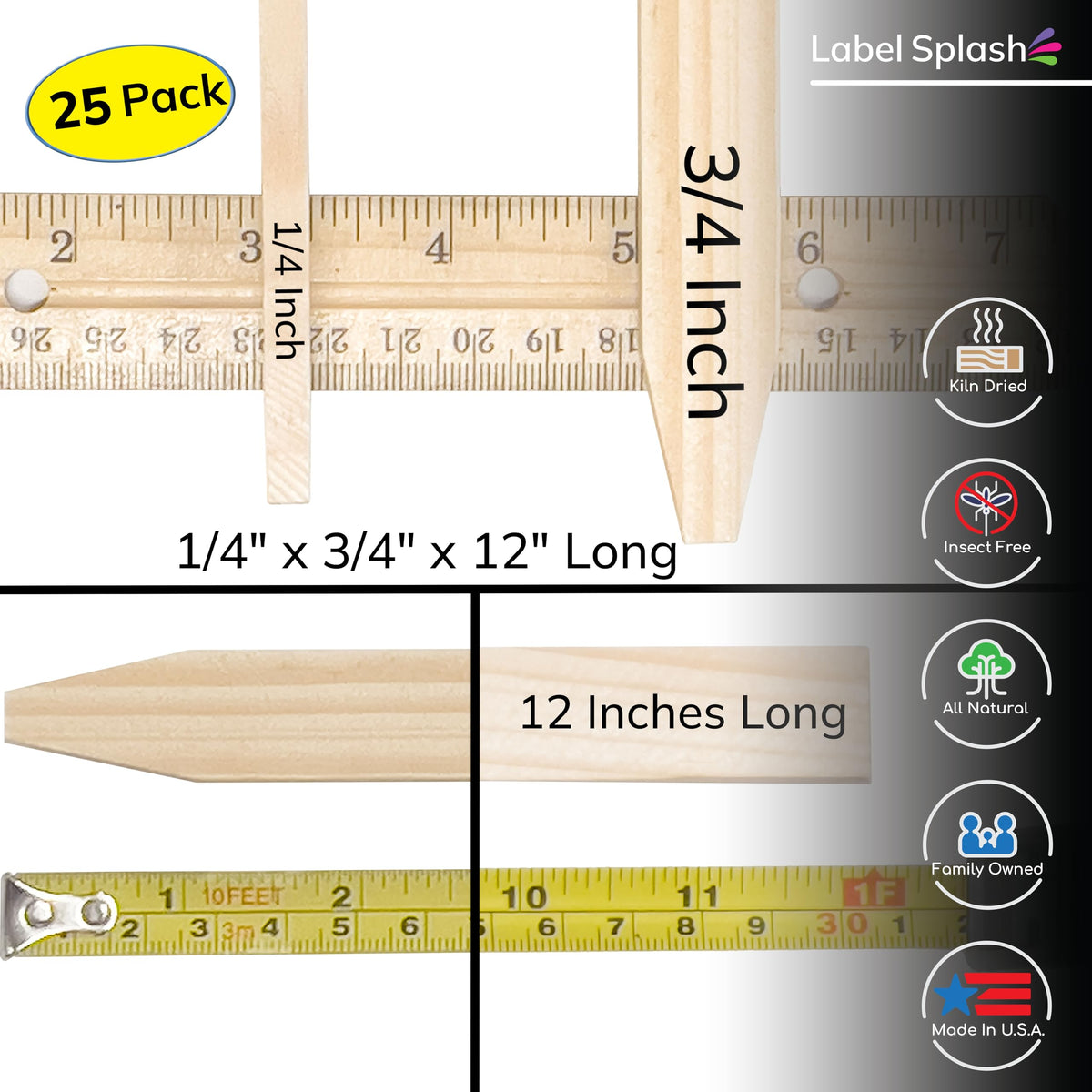 Label Splash USA-made pine stake offers knot-free, smooth writing surfaces
