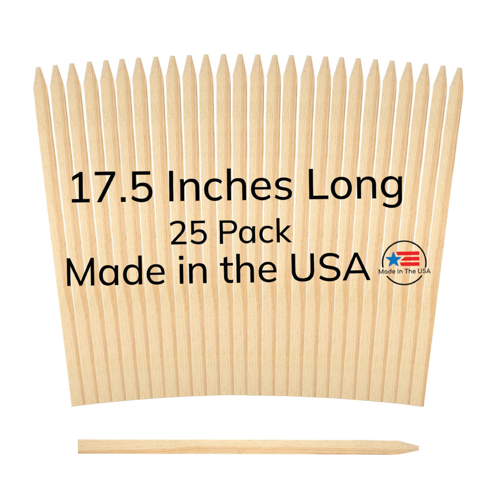Label Splash 25-pack wooden garden stakes 17.5-inch for clear garden labeling.