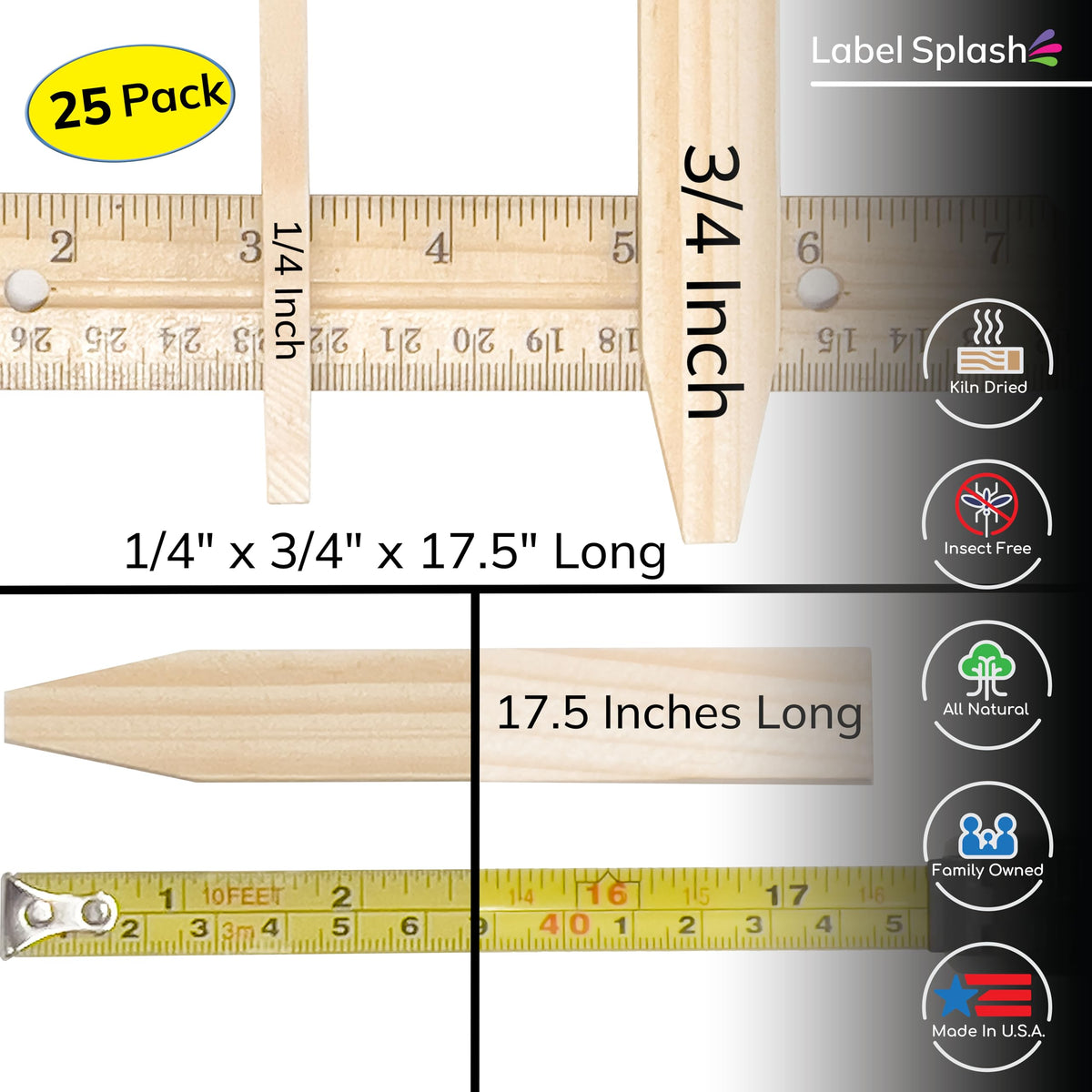 Label Splash blunt chisel point stakes resist warping for long-lasting use.