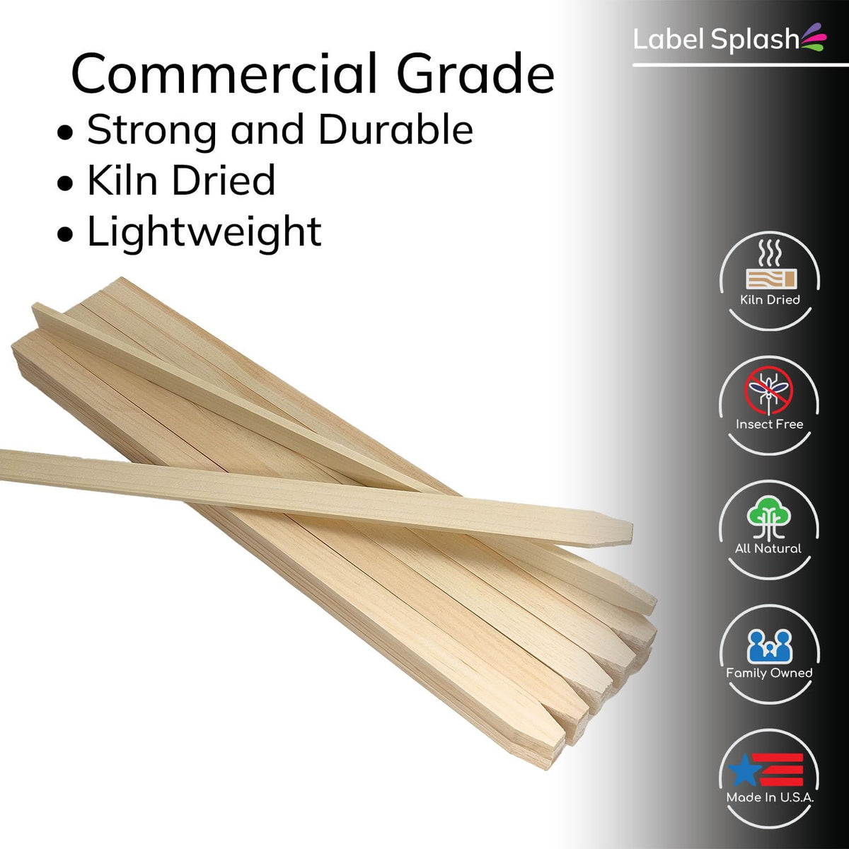 Label Splash kilndried pine stakes offer durable garden labeling in beds and borders.